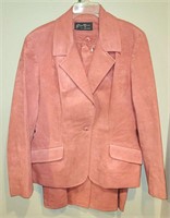 Gino Rossi Ultra Suede Pink Skirt Suit Blazer - 14