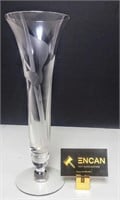 Tall Etched Lilly Trumpet Vase