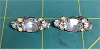 Sterling and rhinestone clip-on earrings