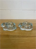 2 Vintage Indiana Glass Rabbit Candle Holder