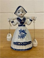 Vintage Porcelain Dutch Girl Milkmaid Blue & White