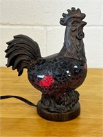 Crackle Glass Rooster Lamp Night Light
