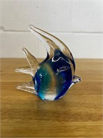 Dynasty Gallery Blue Glass Fish Paper Weight 6"