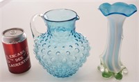 Vase en verre soufflé et pichet ''bubble''