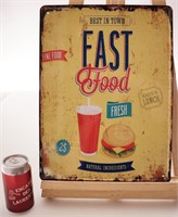 Affiche en métal fast food, 12'' x 15.75''
