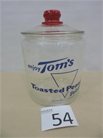 Vintage Tom's Toasted Peanut Canister  Jar