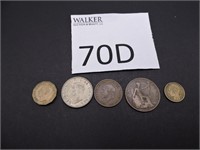 Five Foreign Currency Coins