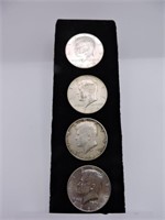 Four 1964 D Kennedy Silver Half Dollars