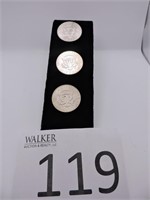 Three 1964 Kennedy Silver Half Dollars