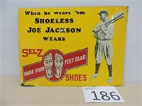 Shoeless Joe Jackson Selz Metal Adv. Sign