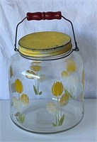 1950's yellow tulip glass coffee jar