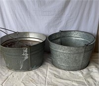 Pair of galvanized wash tubs