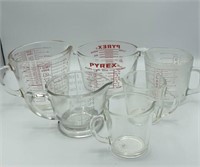 6 vtg. pyrex glass measuring cups