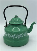 Green enamelware coffee pot