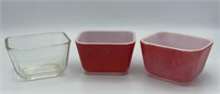 3 Pyrex #501 refrigerator dishes