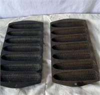 pair of cast iron cornbread pans