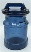cobalt glass barrel cookie jar