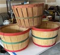 3 wood slat gathering baskets