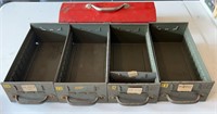 4 metal drawers & toolbox