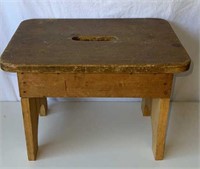 primitive wood milking stool