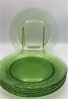 6 green swirl pyrex dinner plates