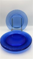 4 blue swirl pyrex dinner plates