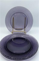 3 amethyst swirl pyrex dinner plates