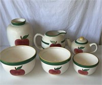 6 pc. apple pottery set