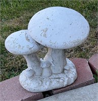 Concrete mushrooms yard art