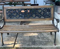 cast iron and wood slat patio bench