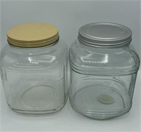 2 glass coffee jars- 1 Indiana glass
