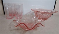 Pink Depression Glassware Lot
