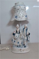 KC Porcelain Colonial Lamp 20.5" Tall & Figurine