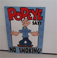 Popeye Tin Sign 16"X12" No Smoking