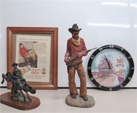 John Wayne Camel Add. Cowboy Figurine Train Clock