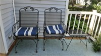 2 - Rocking Metal Deck Chairs w/ Cushion & Small M