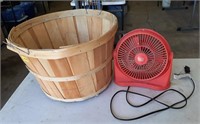 Bushel Basket w/ Small Desk Fan