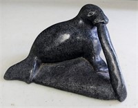 Inuit Seal Soapstone Carving, Signed