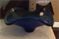 Blue art glass bowl