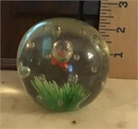 Round glass paperweight