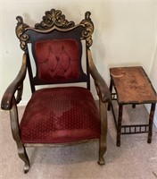 Antique armchair and side table