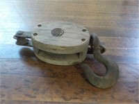 wood and metal pulley