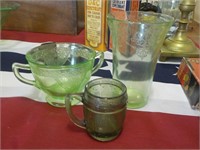 3 Pc. Green glassware