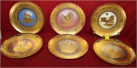 6pc 13" Morbelli Wall Plates Gold Porcelain