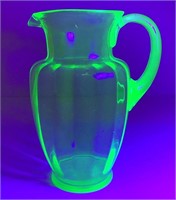 URANIUM GLASS WATER PITCHER