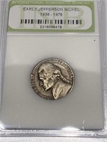 Early Jefferson nickel coin 1938 - 1976