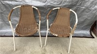2- stackable metal wicker outdoor chairs