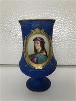 Outstanding Victorian Cobalt Pictorial Vase