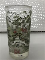 Signed Hand painted Glass (Chop marked)