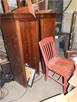 Lot of Wood Cases and Chair